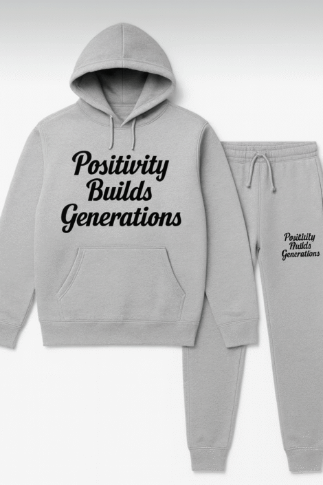 Men's Grey with Black Positivity Builds Generations Puff Print